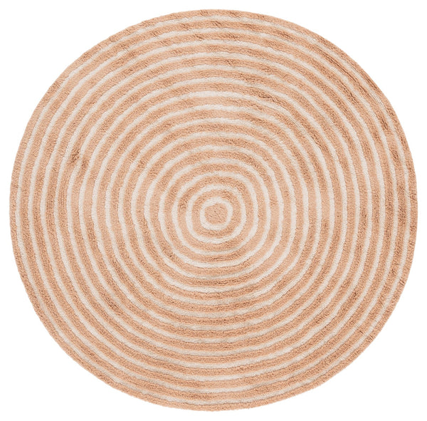 Safavieh Easy Care Round Area Rug - Eco-friendly Modern Design With Plush Pile Height For Luxurious Comfort Orange ,Ivory Recycled Cotton Ecr229p-5r
