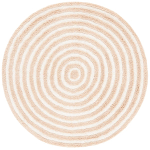 Safavieh Easy Care Round Area Rug - Eco-friendly Modern Design With Plush Pile Height For Luxurious Comfort Pink ,Ivory Recycled Cotton Ecr229u-3r