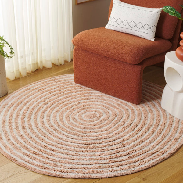 Safavieh Easy Care Modern Eco-friendly Area Rug - 5/8 Inch Plush Comfort For Stylish Living Spaces Pink ,Ivory Recycled Cotton Ecr229u-4r