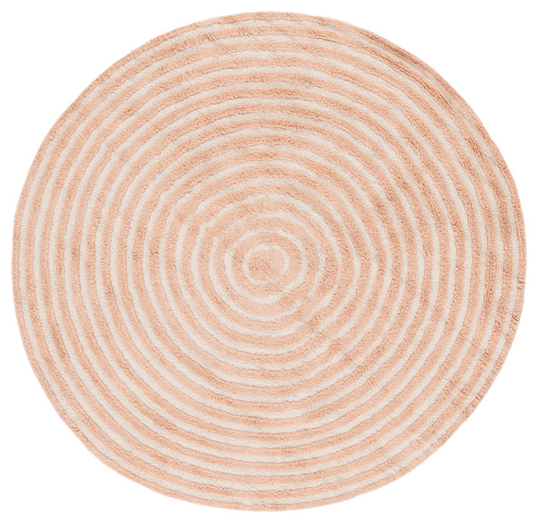 Safavieh Easy Care Round Area Rug - Eco-friendly Modern Design With Plush Pile Height For Luxurious Comfort Pink ,Ivory Recycled Cotton Ecr229u-5r