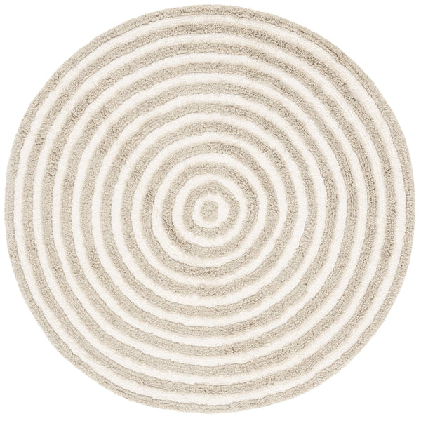 Safavieh Easy Care Round Area Rug - Eco-friendly Modern Design With Plush Pile Height For Luxurious Comfort Sage ,Ivory Recycled Cotton Ecr229w-3r