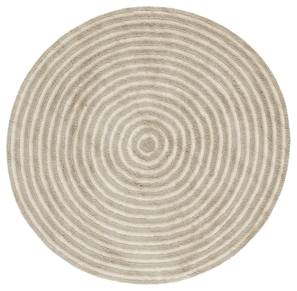 Safavieh Easy Care Round Area Rug - Eco-friendly Modern Design With Plush Pile Height For Luxurious Comfort Sage ,Ivory Recycled Cotton Ecr229w-5r