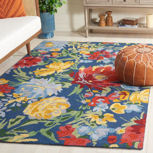 Safavieh Easy Care 301 Hand Tufted Floral Rug Navy / Red 5' x 8'