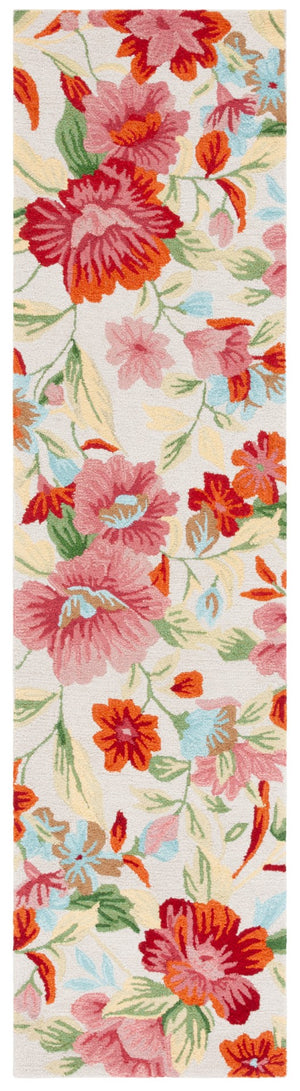 Safavieh Easy Care 302 Hand Tufted Floral Rug Ivory / Red 2'-3" x 9'