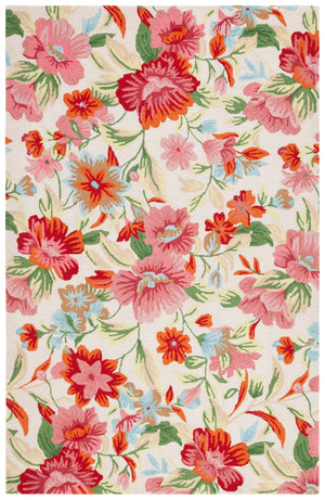 Safavieh Easy Care 302 Hand Tufted Floral Rug Ivory / Red 5' x 8'