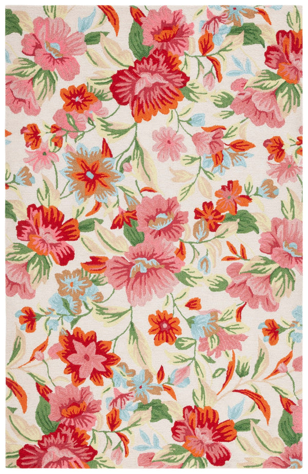Safavieh Easy Care 302 Hand Tufted Floral Rug Ivory / Red 5' x 8'