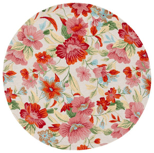 Safavieh Easy Care 302 Hand Tufted Floral Rug Ivory / Red 6' x 6' Round