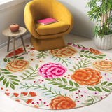 Safavieh Easy Care 303 Hand Tufted Floral Rug Ivory / Green 6' x 6' Round