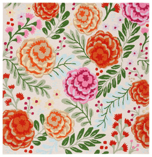 Safavieh Easy Care 303 Hand Tufted Floral Rug Ivory / Green 6' x 6' Square