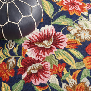 Safavieh Easy Care 305 Hand Tufted Floral Rug Navy / Red 5' x 8'