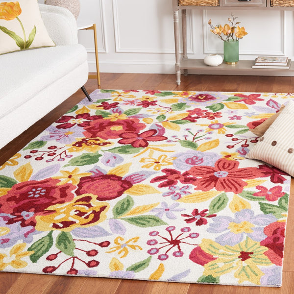 Safavieh Easy Care 307 Hand Tufted Floral Rug Ivory / Red 8' x 10'