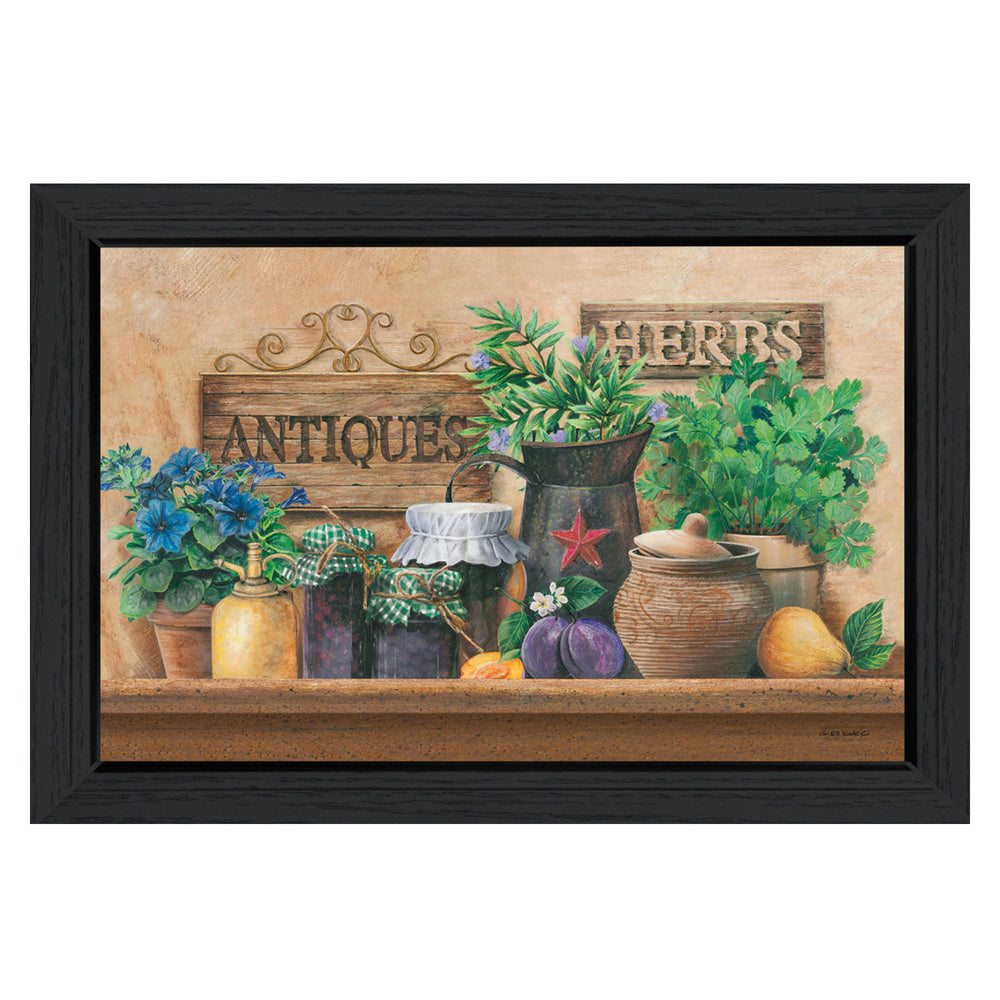English Elm "antiques and Herbs" Ed Wargo Botanical Framed Print Ready to Hang Wall Art B06785836