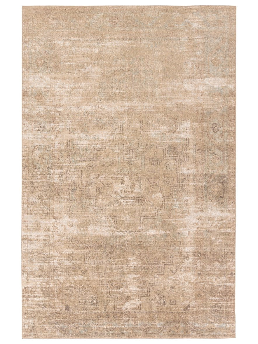 Jaipur Living Edage Leshni Eda05 Powerloomed Machinemade 70% Jute 30% Polyester Vintage Medallion Indoor Rug Tan, Sage 70% Jute 30% Polyester, Recycled Misc Fibers Rug160160
