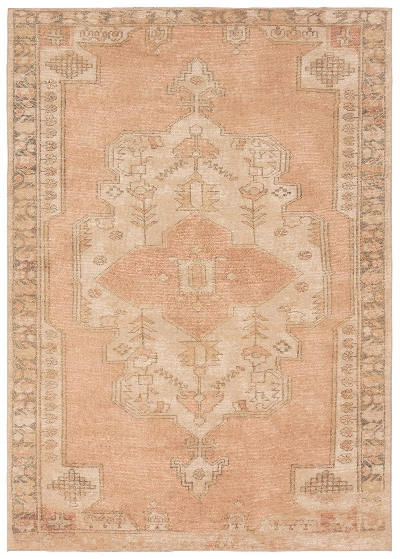 Jaipur Living Edage Nico Eda07 Powerloomed Machinemade 70% Jute 30% Polyester Traditional Medallion Indoor Rug Pink, Tan 70% Jute 30% Polyester, Recycled Misc Fibers Rug160948