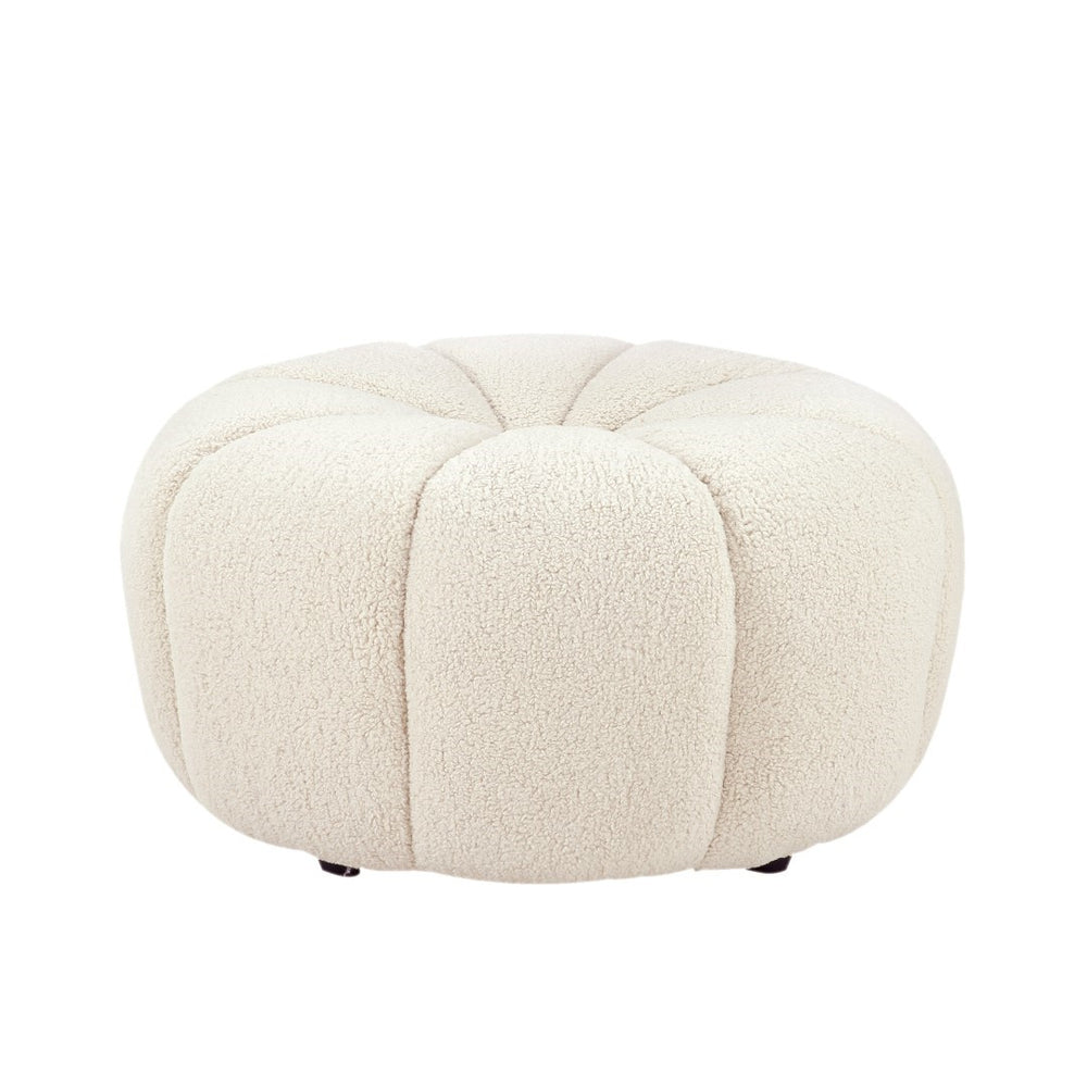 Pasargad Pasrgad Home Pompeii Vintage Inspired Cream Boucle Ottoman For Stylish Seating & Relaxation Cream Boucle Pzw-20095