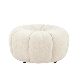Pasargad Pasrgad Home Pompeii Vintage Inspired Cream Boucle Ottoman For Stylish Seating & Relaxation Cream Boucle Pzw-20095