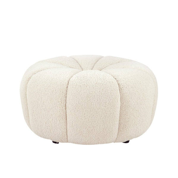 Pasargad Pasrgad Home Pompeii Vintage Inspired Cream Boucle Ottoman For Stylish Seating & Relaxation Cream Boucle Pzw-20095
