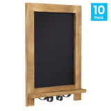 English Elm Commercial Grade 9.5" x 14" Torched Wood Tabletop Magnetic Chalkboards with Metal Scrolled Legs, Hanging Wall Chalkboards, Countertop Memo Boards, Set of 10