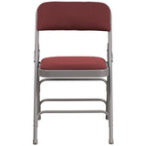 English Elm Commercial Grade 2 Pack Series Curved Triple Braced & Double Hinged Patterned Fabric Metal Folding Chair