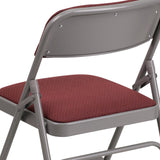 English Elm Commercial Grade 2 Pack Series Curved Triple Braced & Double Hinged Patterned Fabric Metal Folding Chair