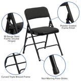 English Elm Commercial Grade 2 Pack Series Curved Triple Braced & Double Hinged Fabric Metal Folding Chair