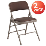 English Elm Commercial Grade 2 Pack Series Curved Triple Braced & Double Hinged Fabric Metal Folding Chair