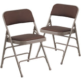 English Elm Commercial Grade 2 Pack Series Curved Triple Braced & Double Hinged Fabric Metal Folding Chair