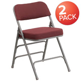 English Elm Commercial Grade 2 Pack Series Premium Curved Triple Braced & Double Hinged Fabric Metal Folding Chair