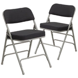 English Elm Commercial Grade 2 Pack Series Premium Curved Triple Braced & Double Hinged Pin-Dot Fabric Metal Folding Chair