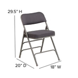 English Elm Commercial Grade 2 Pack Series Premium Curved Triple Braced & Double Hinged Fabric Metal Folding Chair