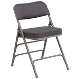 English Elm Commercial Grade 2 Pack Series Premium Curved Triple Braced & Double Hinged Fabric Metal Folding Chair