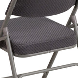 English Elm Commercial Grade 2 Pack Series Premium Curved Triple Braced & Double Hinged Fabric Metal Folding Chair