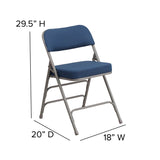 English Elm Commercial Grade 2 Pack Series Premium Curved Triple Braced & Double Hinged Fabric Metal Folding Chair