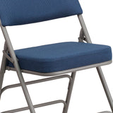 English Elm Commercial Grade 2 Pack Series Premium Curved Triple Braced & Double Hinged Fabric Metal Folding Chair