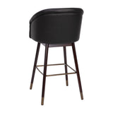 English Elm Commercial Grade 30" Commercial Grade Mid-Back Modern Barstool with Walnut Finish Beechwood Legs and Curved Back, LeatherSoft/Bronze Accents- - Set of 2