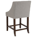 English Elm Series 24" High Transitional Walnut Counter Height Stool with Nail Trim - Set of 2