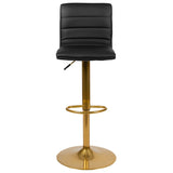 English Elm Modern Vinyl Adjustable Bar Stool with Back, Counter Height Swivel Stool with Gold Pedestal Base - Set of 2