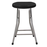 English Elm Commercial Grade 2 Pack Foldable Stool with Plastic Seat and Titanium Gray Frame