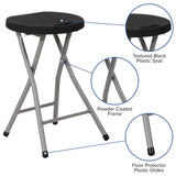 English Elm Commercial Grade 2 Pack Foldable Stool with Plastic Seat and Titanium Gray Frame