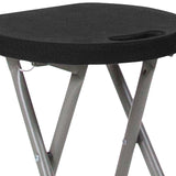 English Elm Commercial Grade 2 Pack Foldable Stool with Plastic Seat and Titanium Gray Frame