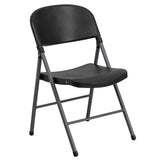 English Elm Commercial Grade 2 Pack Series 330 lb. Capacity Plastic Folding Chair with Charcoal Frame