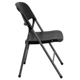 English Elm Commercial Grade 2 Pack Series 330 lb. Capacity Plastic Folding Chair with Charcoal Frame