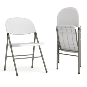 English Elm Commercial Grade Series Plastic Folding Chairs | - Set of 2 Lightweight Folding Chairs with Gray Frame