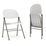 Commercial Grade Series Plastic Folding Chairs | - Set of 2 Lightweight Folding Chairs with Gray Frame