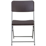 English Elm Commercial Grade 2 Pack Series Rattan Plastic Folding Chair with Gray Frame