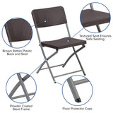 English Elm Commercial Grade 2 Pack Series Rattan Plastic Folding Chair with Gray Frame