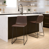 Commercial Grade 24 Inch Commercial Grade LeatherSoft Counter Height Barstools - Set of 2