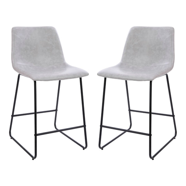 English Elm Commercial Grade 24 inch LeatherSoft Counter Height Barstools - Set of 2