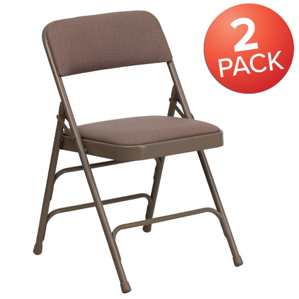 English Elm Commercial Grade 2 Pack Series Curved Triple Braced & Double Hinged Fabric Metal Folding Chair