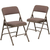 English Elm Commercial Grade 2 Pack Series Curved Triple Braced & Double Hinged Fabric Metal Folding Chair